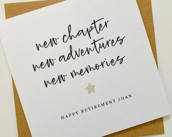 New Chapter Personalised Retirement Card, Good Luck With Your Retirement, Card for Colleague Leaving Work Card, New Adventure Card