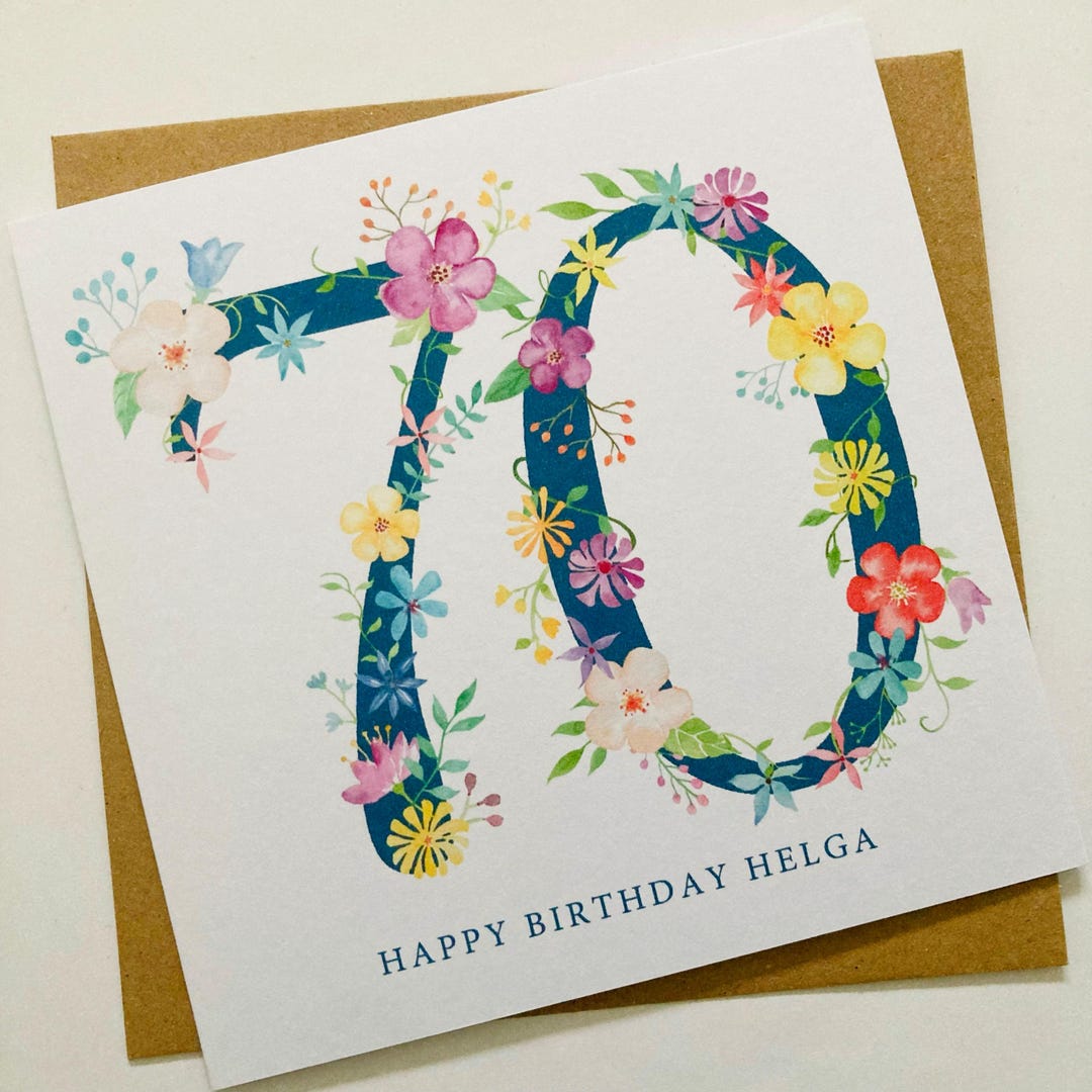 Personalised 70th Birthday Card, Seventieth Birthday Card for Friend ...