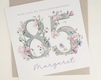 Personalised 85th Birthday Card for Women, Mum, Mother in Law, Auntie, Gran, Nanny