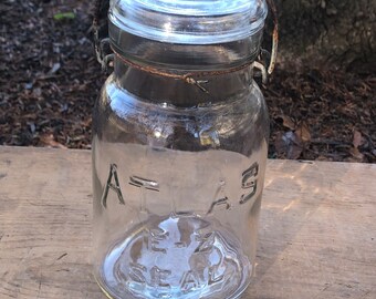 Vintage Atlas EZ Seal Glass Top Mason Canning Jar (2D20)