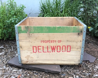 Vintage Wooden Dellwood Dairy Soda Crate Bin Box (#2)