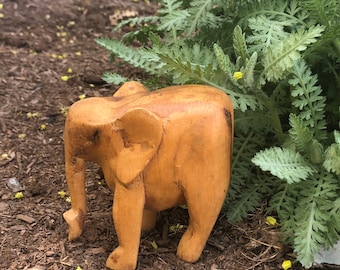 Vintage Elephant Carved Wood Figurine Statue #2 - D9