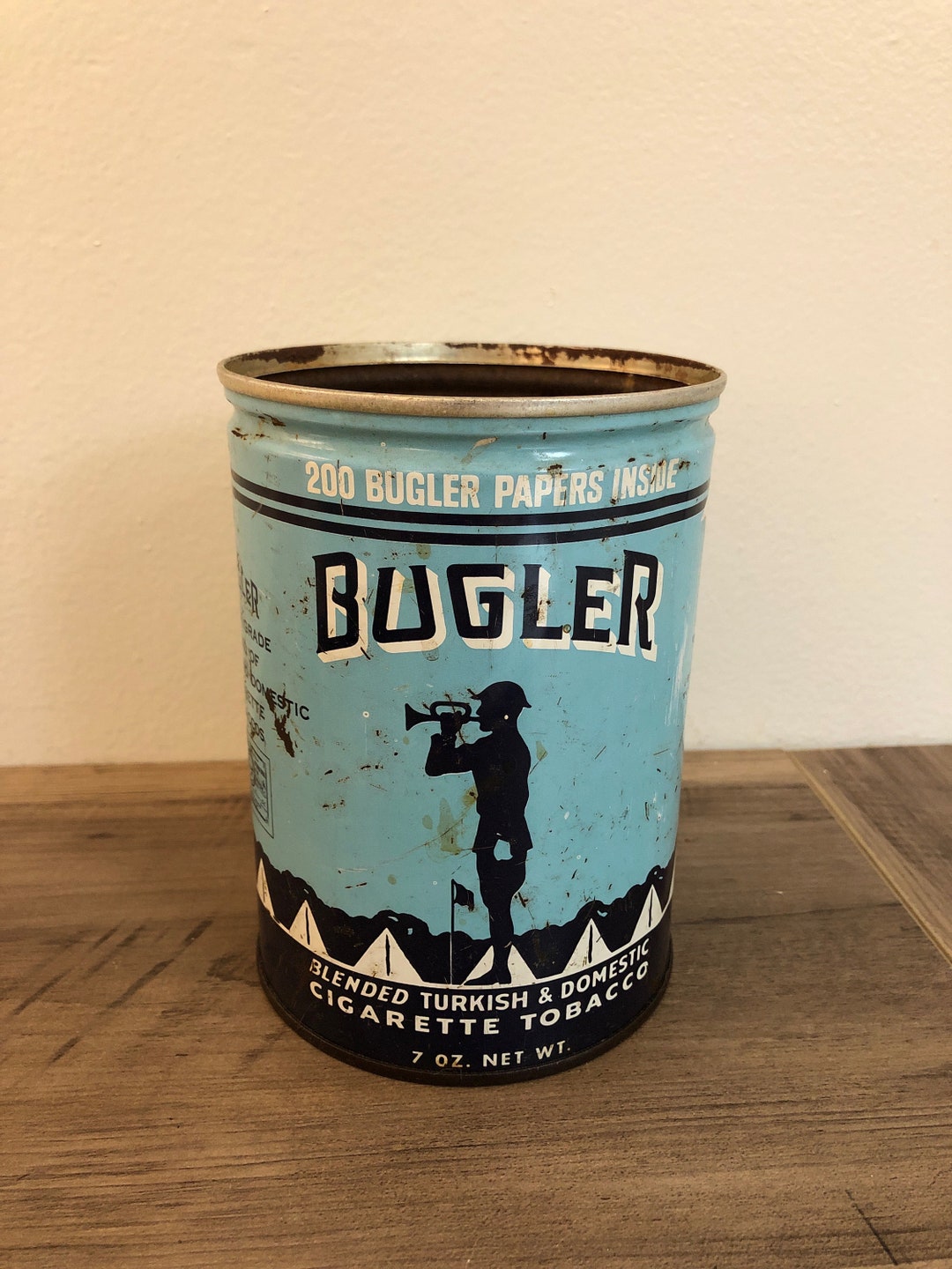 Vintage Bugler Cigarette Tobacco Tin Can 2D7 Etsy