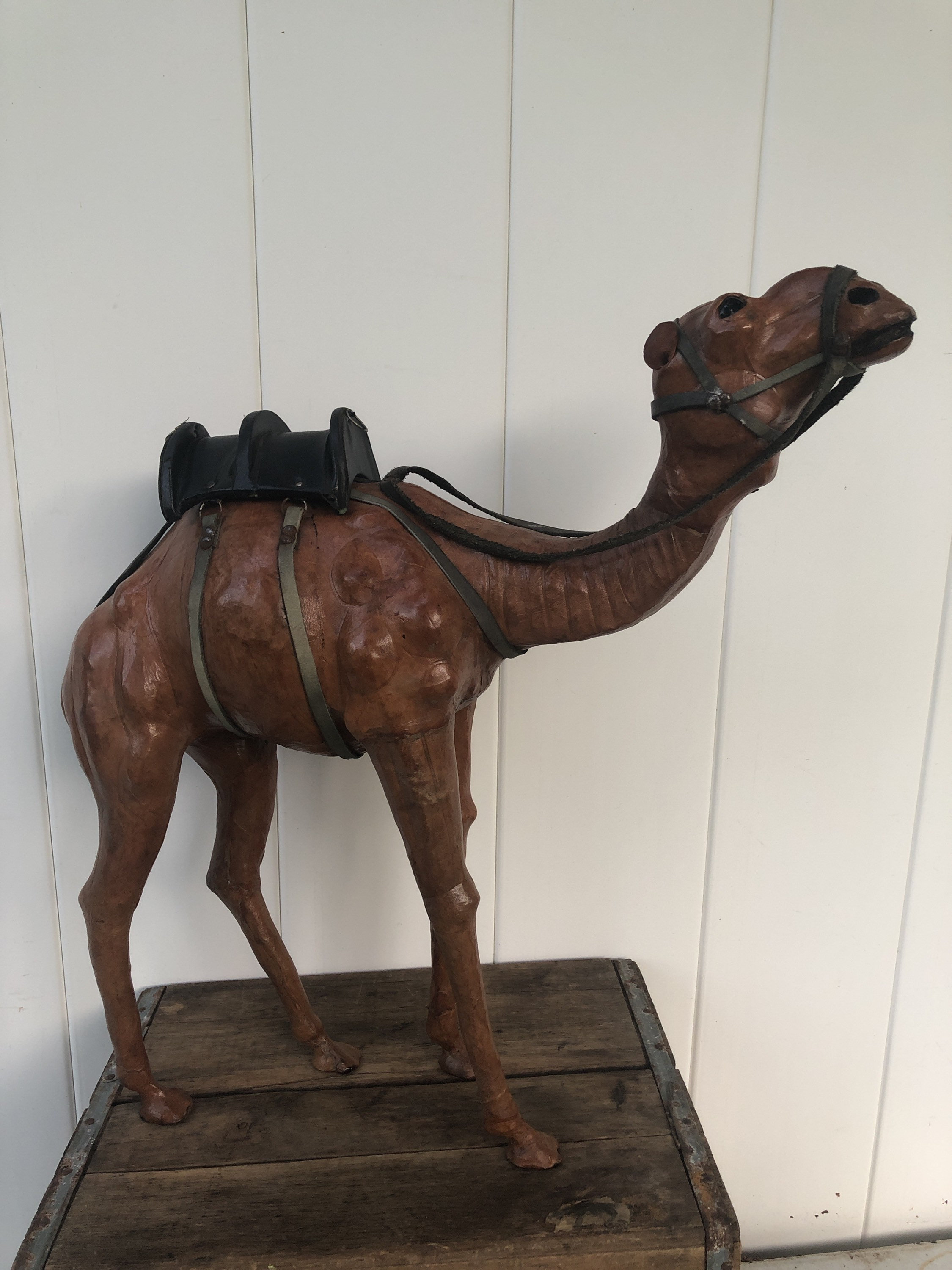 Vintage Large Paper Mache Camel with Leather Saddle and Reins Etsy