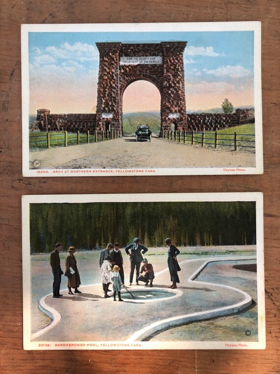 Tirage Vintage Photochromie Du Lac Yellowstone, Wyoming USA, Circa 1898 - Format 14x17,5 Cm