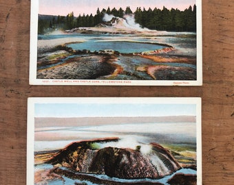 Vintage Yellowstone National Park Geyser Postcards (6B) - NEVER USED - Set of 2 FREE Shipping