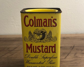 Vintage Colman’s Mustard Cow 4oz Spice Advertising Can Tin - D6