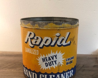 Vintage Large Rapid Lanolized Hand Cleaner Tin Can