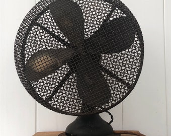 Vintage Industrial Size Robbins & Myers Large Caged Desktop Fan