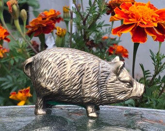 Vintage Brass Pig Boar Paperweight Figurine - D9