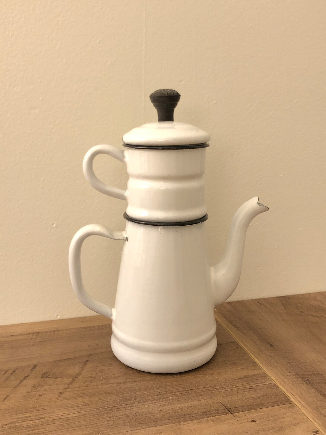 Vintage Enamel French Drip Coffee Tea Pot Etsy