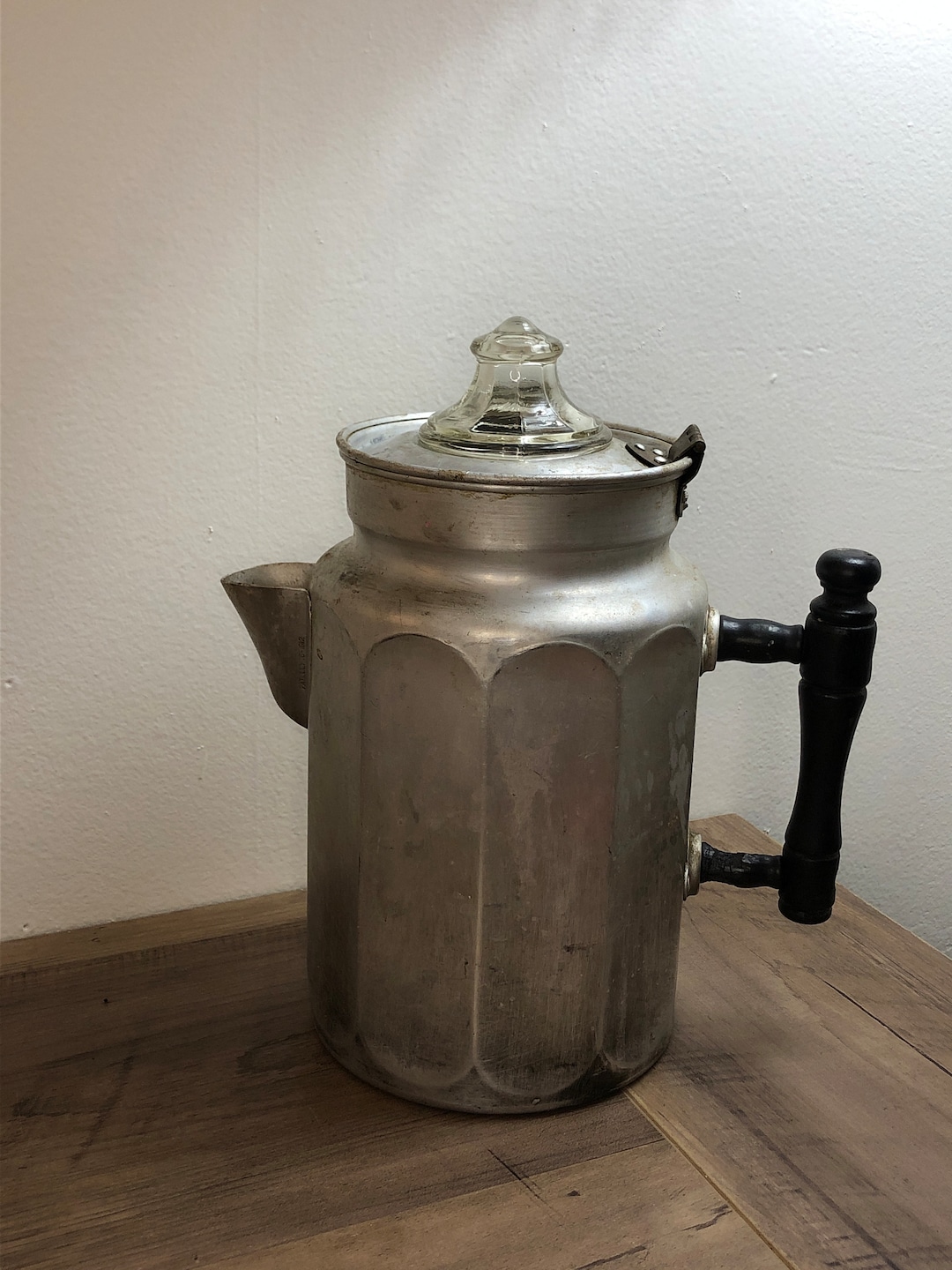 Vintage Aluminum Coffee Pot Stovetop Kettle With Glass Lid Etsy