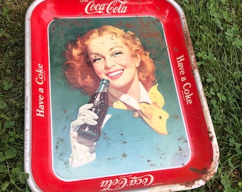 Vintage coke soda company medal tray original - D15