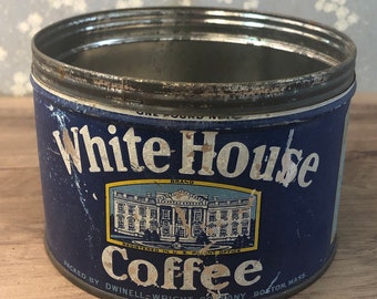 Vintage White House Brand Coffee Coffee Tin Can (D7)