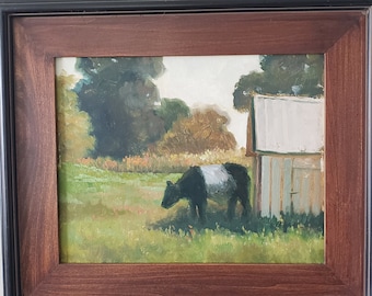 Ohio Summer Landscape 11x14 Framed Original Art Alexandria Oreo Cows Farm