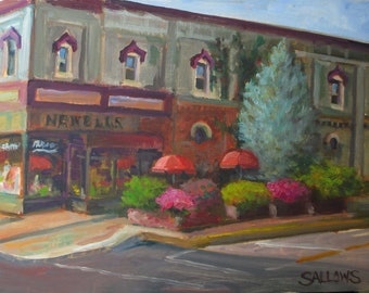 Goshen Indiana Newells Dept Store 9x12 Original Oil Painting Plein Air Landscape