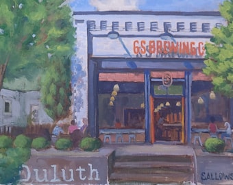 Duluth GA GS Brewing Co Landscape Listed Artist Plein Air Sallows Fine Art Georgia 12 x16