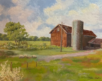 Fall Farm Barn 14x18 Original Oil Painting Plein Air Landscape