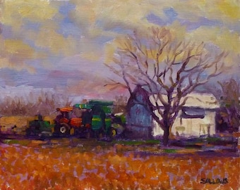 Original Art Oil Painting Landscape Fall Plein Air Sallows