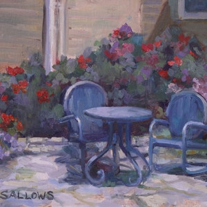 Original Oil Painting Plein Air Landscape Cozy Corner Roses Lakeside Ohio