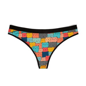 Sleeping cat underware design Women&#39;s Thongs and Briefs. Animal Print Undergarments, Fun Lingerie, Unique Gift for Cat Lovers, Cute Panties