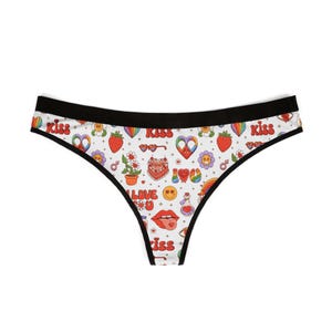 Flirty Fun: Colorful Women&#39;s Thongs for Valentine&#39;s Day, Romantic Lingerie, Cute Patterns, Comfy Style