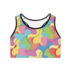 Colorful Abstract Sports Bra - Yoga, Workout, Activewear - Comfortable Racerback Gym Bra for Women - Fitness, Running, Breathable Support