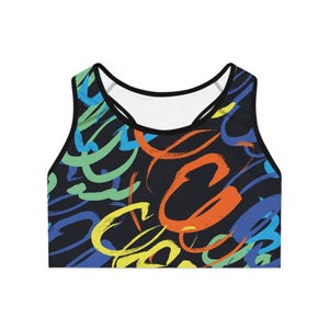 Yoga Sports Bra - Workout, Fitness Bra for Activewear | Racerback Bra with Colorful Pattern, Comfortable Gym Wear, Women&#39;s Exercise Bra