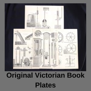 Set di 4 incisioni idrauliche vittoriane originali – Antiche tavole di libri della National Encyclopedia (circa 1870-90)