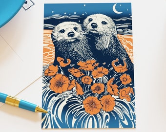 California Sea Otter Postcards - 50 States Series / MNJohn Wildlife of the US Postcards for postcrossing