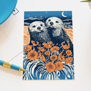 Cartoline della lontra marina della California - Serie 50 Stati / Cartoline MNJohn Wildlife of the US per il postcrossing