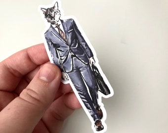 Funny Cat Vinyl Sticker / Business Cat / Lawyer Accountant Law School Graduate Gift