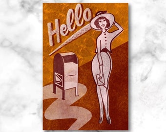 Hello from the Mailbox Postcards / Vintage Style Postal Hello Cards for Postcrossing or sending to friends
