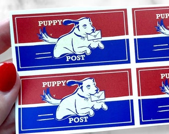 Puppy Post Mail Stickers (Sheet of Four)