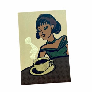 Ahh, carte postale de café / carte pour amateur de caféine / carte d'illustration de style vintage