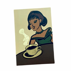 Ahh, Coffee Postcard / Card for Caffeine Lover / Vintage Style Illustration Card