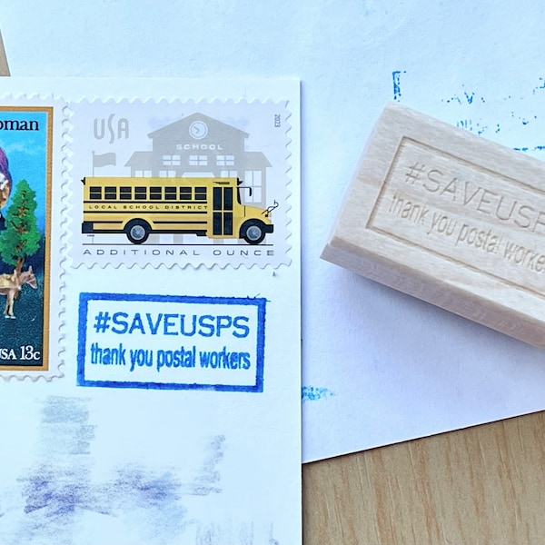 Rubber Stamp for Snail Mail and Postcards:  #SAVEUSPS Thank You Postal Workers
