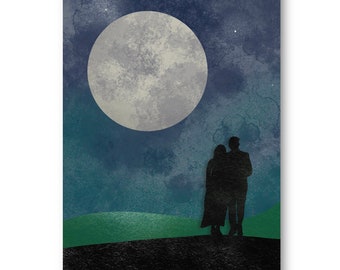 Couple Under the Moon Cards / Romantic Love  Greetings for Valentines, Postcrossing or Anniversary Card