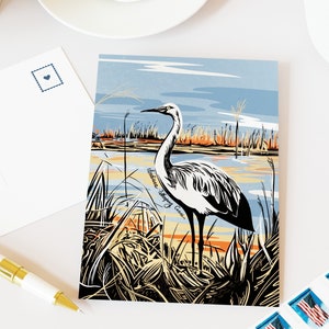 Indiana Whooping Crane Postcards - 50 States Series / MNJohn Wildlife of the US Postcards for postcrossing