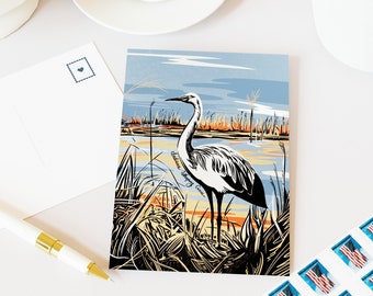 Indiana Whooping Crane Postcards - 50 States Series / MNJohn Wildlife of the US Postcards for postcrossing