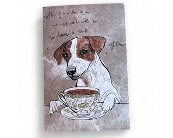 Beagle Postcards / Dog Drinking Tea Cards / dog wisdom cards for postcrossing or for sending to friends