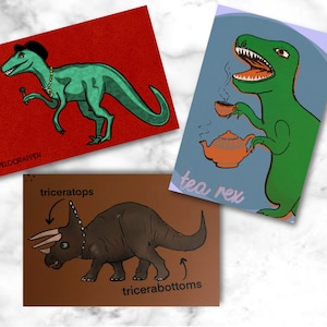 Lot de 9 cartes postales drôles de dinosaures (3 de chaque type)