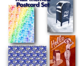 Mail Postcards Set / USPS Postbox Mail Truck Cards Perfect for Postcrossing / US Mail Stationery SnailMail for Friends