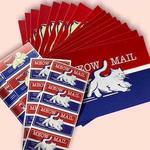 Meow Mail / Set di cartoline e adesivi per cuccioli 16 carte e 16 adesivi / Kit di cancelleria per amanti di cani e gatti per Postcrossing, amanti degli animali domestici immagine 1