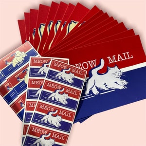 Meow Mail / Puppy Postkarte und Aufkleber Set - 16 Karten und 16 Aufkleber / Katzen- und Hundeliebhaber Briefpapier Kit für Postcrossing, Tierliebhaber