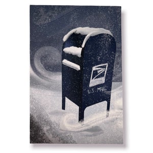 Winter Blue Mailbox Postkarten / USPS Postkarten / Briefpapier für Postcrossing oder Snail Mail