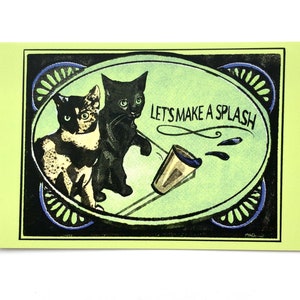 Let's Make a Splash Cartes postales / Bad Cat Postcards / Art Postcards / Funny Cat Humour Cards for Postcrossing
