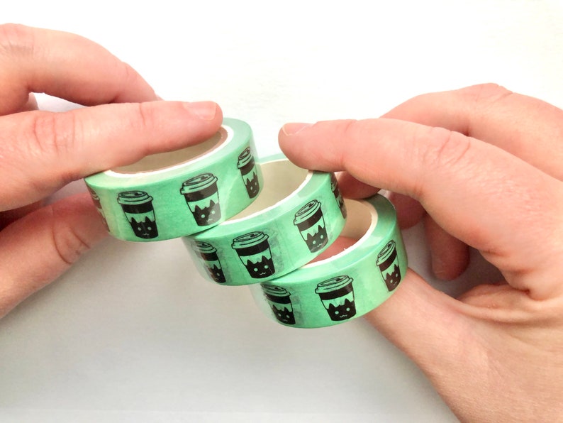 Coffee Cats Washi Tape Green Washi Tapes Decorative Masking Tape