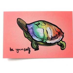 Regenbogen Schildkröte Postkarten / Be Yourself Postkarten / LGBT LGBTQ Gay Lesbian Queer Trans Pride Postkarten für Postcrossing