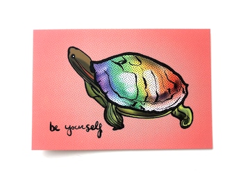 Rainbow Turtle Postcards / Be Yourself Postcards / LGBT LGBTQ Gay Lesbian Queer Trans Pride Postcards for Postcrossing